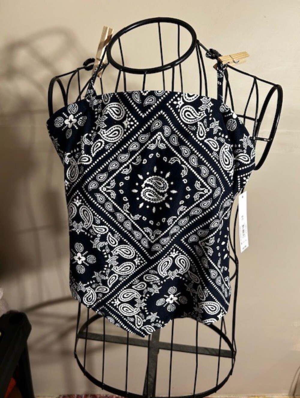 NEW crop top blue Black  boho festival size extra small womens shirt